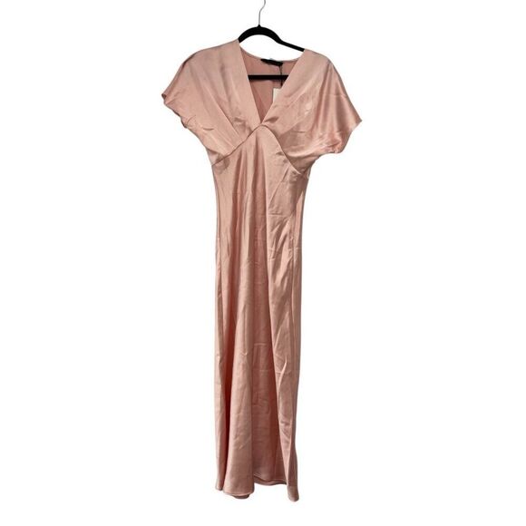 Zara Womens Midi Dress Pink Satin effect Size M Short Sleeve 2330/399 NWT - Picture 2 of 16